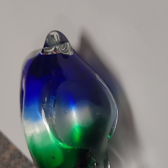 M Design Art Handcraft Blown Glass Green/Blue/Clear Fish Aquarium/ Paperweight - Picture 3 of 6